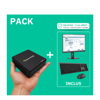 Ensemble ordinateur avec écran 24'' ergonomique et clavier souris sans fil rechargeable