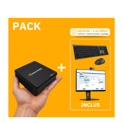 Ensemble ordinateur avec écran 24'' webcam intégrée  et clavier souris sans fil rechargeable